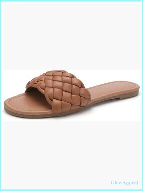 Women's Braided Flat Sandals Woven Open Toe Slide Slippers Summer